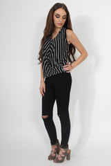 Juliet Black & White Crossover Top-Tops