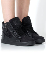 June Black Diamante Trainers-Trainers