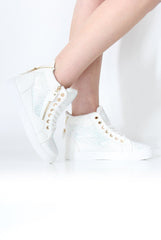 June White Diamante Trainers-Trainers