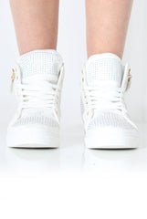 June White Diamante Trainers-Trainers