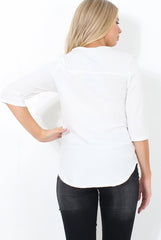 Juran White Zip Front Ribbed Top-Tops