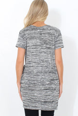 Justina Grey Slogan Side Split Top-Tops