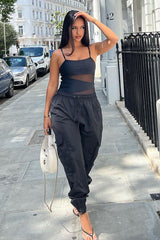 Black Mesh Panel Swimsuit - Kaelan