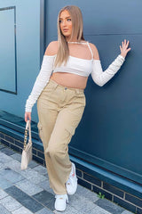 White Rib Square Strap Front Crop Top - Addison