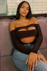 Chocolate Front Cut out Bodysuit - Kripa