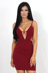 Kaitlin Wine Cut Out Bodycon Dress-Dresses