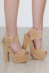 Kali Beige Suede Platform Heels-Heels