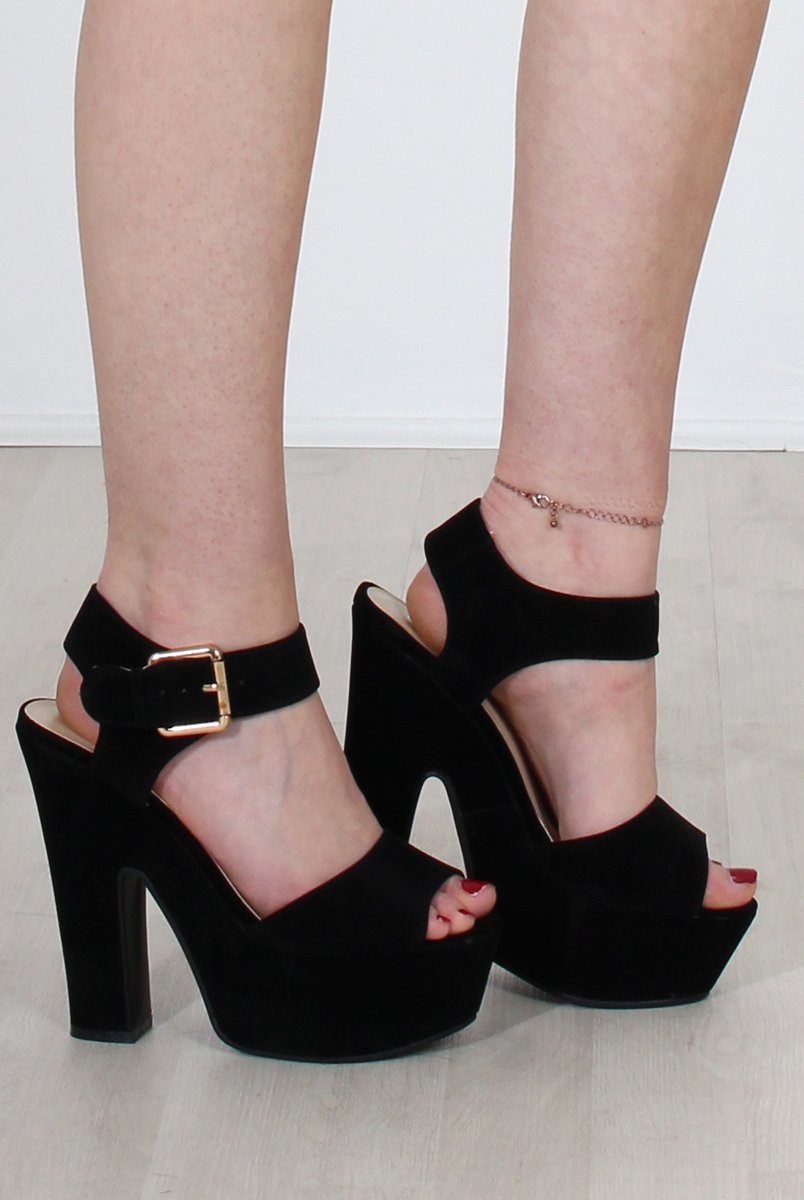 Kali Black Suede Platform Heels-Heels