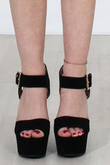 Kali Black Suede Platform Heels-Heels