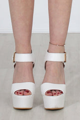 Kali White PU Platform Heels-Heels