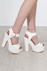 Kali White PU Platform Heels-Heels