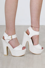 Kali White PU Platform Heels-Heels