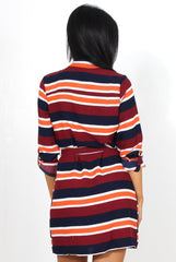 Kamie Striped Rust Shirt Dress-Dresses