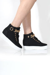 Karen Black Gold Chain Wedged Trainer-Wedges
