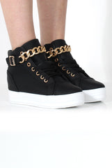 Karen Black Gold Chain Wedged Trainer-Wedges