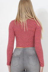 Karina Coral High Neck Crop Top-Crop Tops