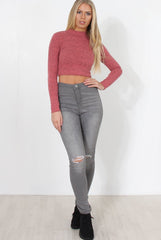 Karina Coral High Neck Crop Top-Crop Tops