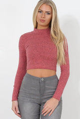Karina Coral High Neck Crop Top-Crop Tops