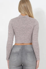 Karina Nude High Neck Crop Top-Crop Tops