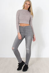 Karina Nude High Neck Crop Top-Crop Tops