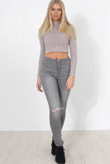 Karina Nude High Neck Crop Top-Crop Tops