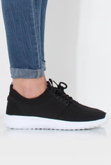 Karlee Black Woven Trainers-Trainers