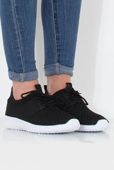 Karlee Black Woven Trainers-Trainers