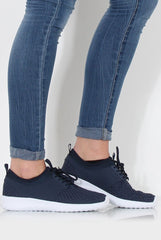 Karlee Blue Woven Trainers-Trainers