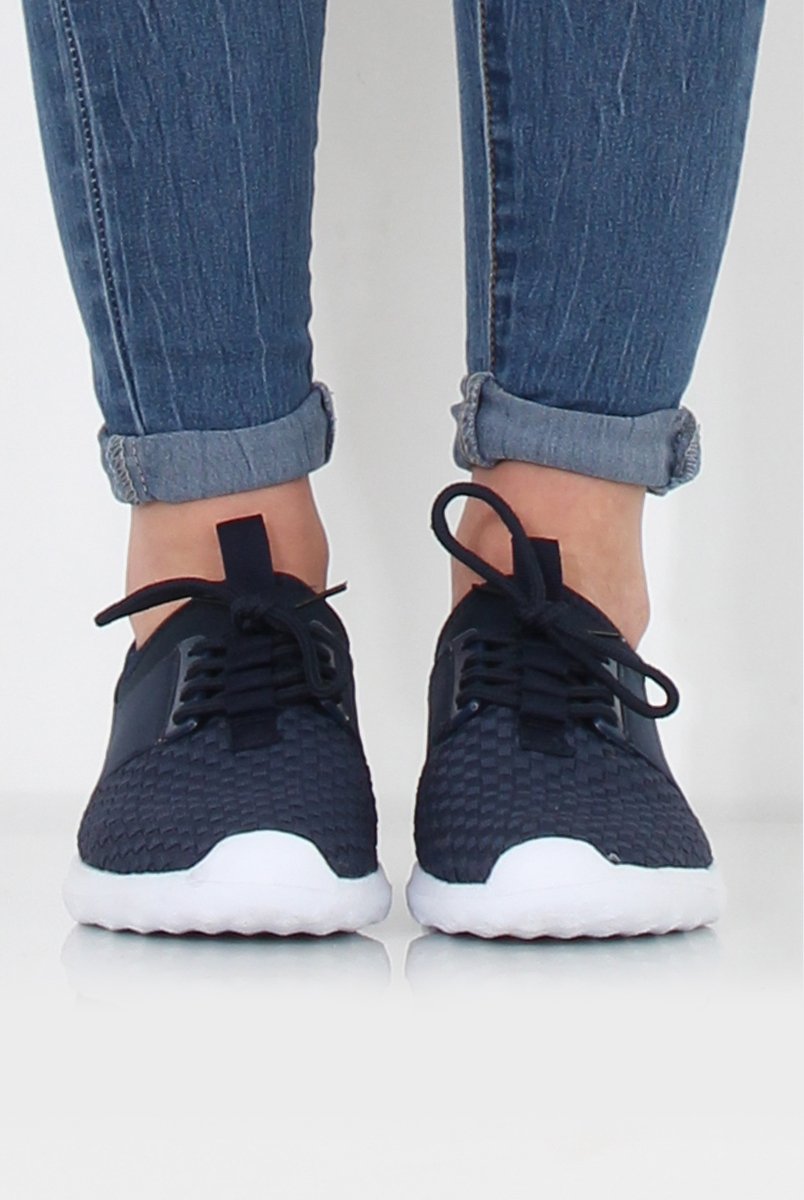 Karlee Blue Woven Trainers-Trainers