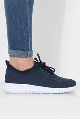 Karlee Blue Woven Trainers-Trainers