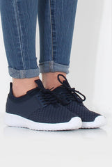 Karlee Blue Woven Trainers-Trainers