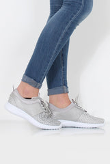 Karlee Silver Woven Trainers-Trainers
