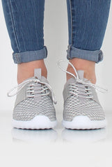 Karlee Silver Woven Trainers-Trainers