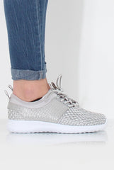 Karlee Silver Woven Trainers-Trainers