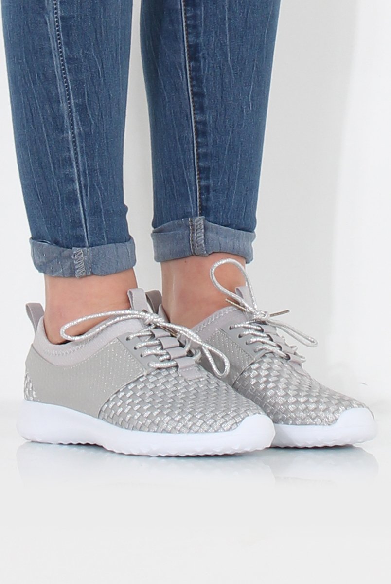 Karlee Silver Woven Trainers-Trainers