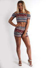 Katerina Red Paisley Crop Top-Tops