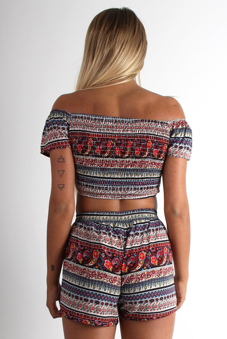Katerina Red Paisley Crop Top-Tops