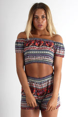 Katerina Red Paisley Crop Top-Tops