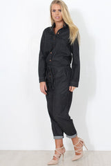 Kath Black Denim Jumpsuit-Jumpsuits