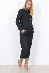 Kath Black Denim Jumpsuit-Jumpsuits