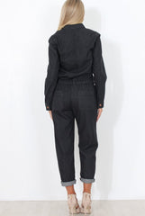 Kath Black Denim Jumpsuit-Jumpsuits
