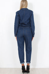 Kath Mid Blue Denim Jumpsuit-Jumpsuits