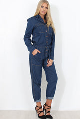 Kath Mid Blue Denim Jumpsuit-Jumpsuits