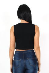 Kay Black Tie Front Top-Tops