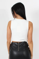 Kay White Tie Front Top-Tops