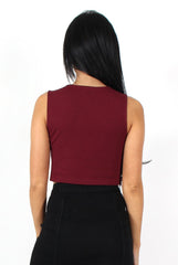 Kay Wine Tie Front Top-Tops