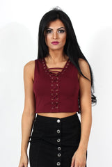 Kay Wine Tie Front Top-Tops