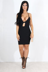 Kayla Black Cut Out Plunge Mini Dress-Dresses
