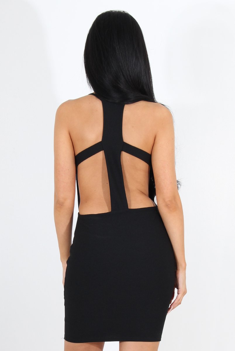 Kayla Black Cut Out Plunge Mini Dress-Dresses