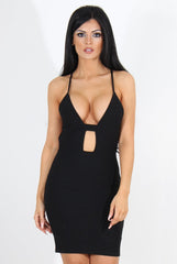 Kayla Black Cut Out Plunge Mini Dress-Dresses